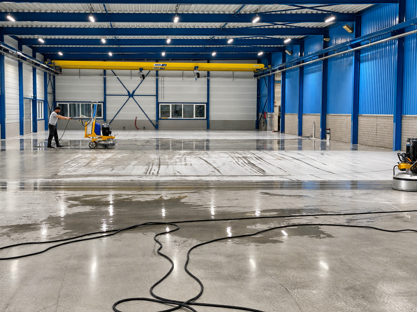 Gepolijste betonvloer in bedrijfshal
